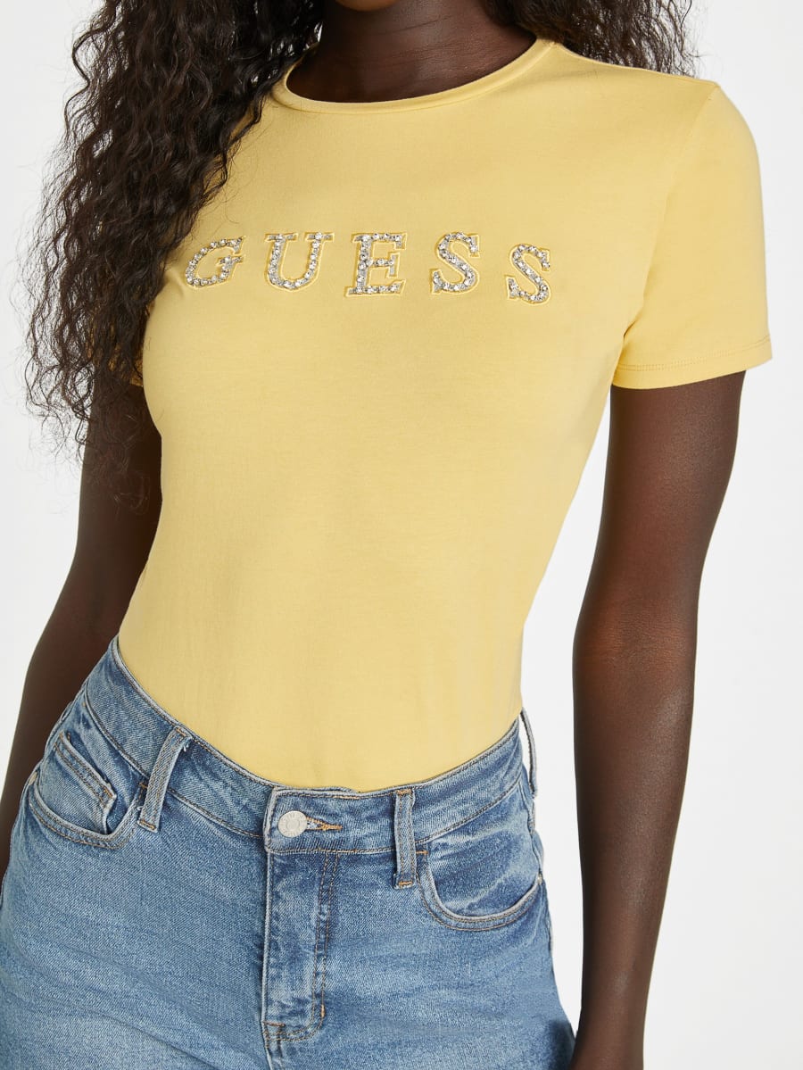 GUESS Jill Rhinestone Logo Tee