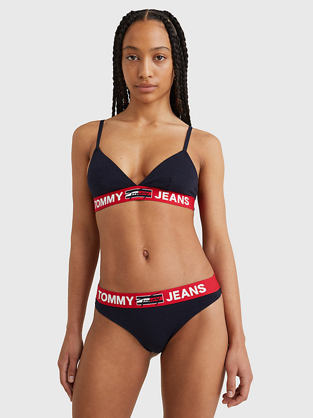 TOMMY HILFIGER Logo Underband Unlined Triangle Bra & Logo Waistband Thong Set