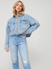 CALVIN KLEIN Oversized Cropped Denim Shirt