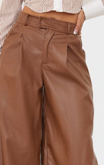 PRETTY LITTLE THING Faux Leather Tailored Extreme Wide Leg Pants