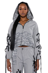 AKIRA Black Village Foundation Logo Lace Up Detail Cropped Hoodie & Pants Set