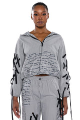 AKIRA Black Village Foundation Logo Lace Up Detail Cropped Hoodie & Pants Set