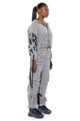 AKIRA Black Village Foundation Logo Lace Up Detail Cropped Hoodie & Pants Set