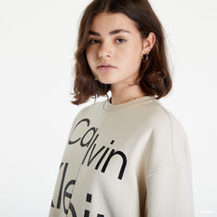 CALVIN KLEIN Oversized Recycled Logo Sweatshirt Oatmeal