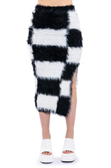 AKIRA Checkmate Sir Fuzzy Midi Skirt & Top Set