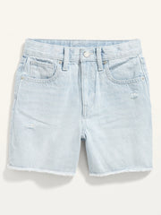 OLD NAVY High-Waisted Built-In Tough Ripped Jean Midi Shorts for Girls