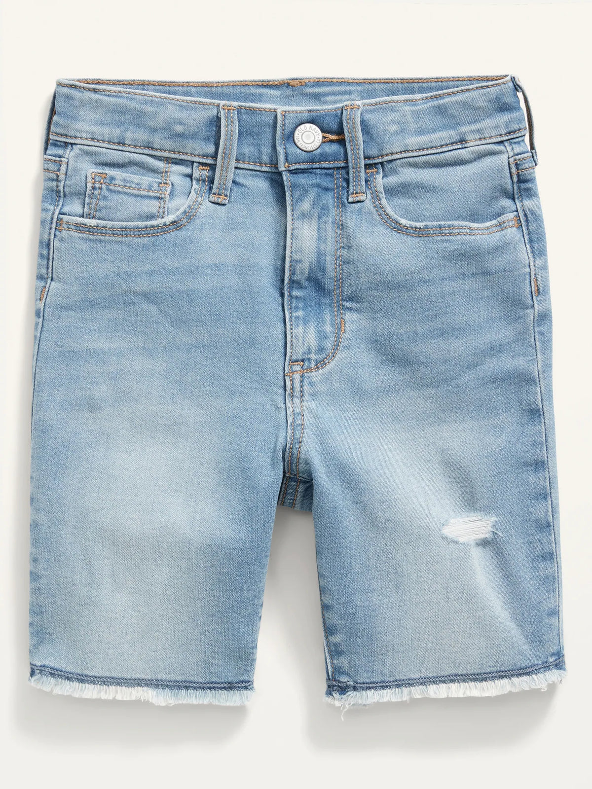 OLD NAVY Extra High-Waisted Rockstar 360° Stretch Ripped Jean Bermuda Shorts for Girls