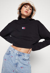 TOMMY HILFIGER Badge Mock Turtleneck Crop Top