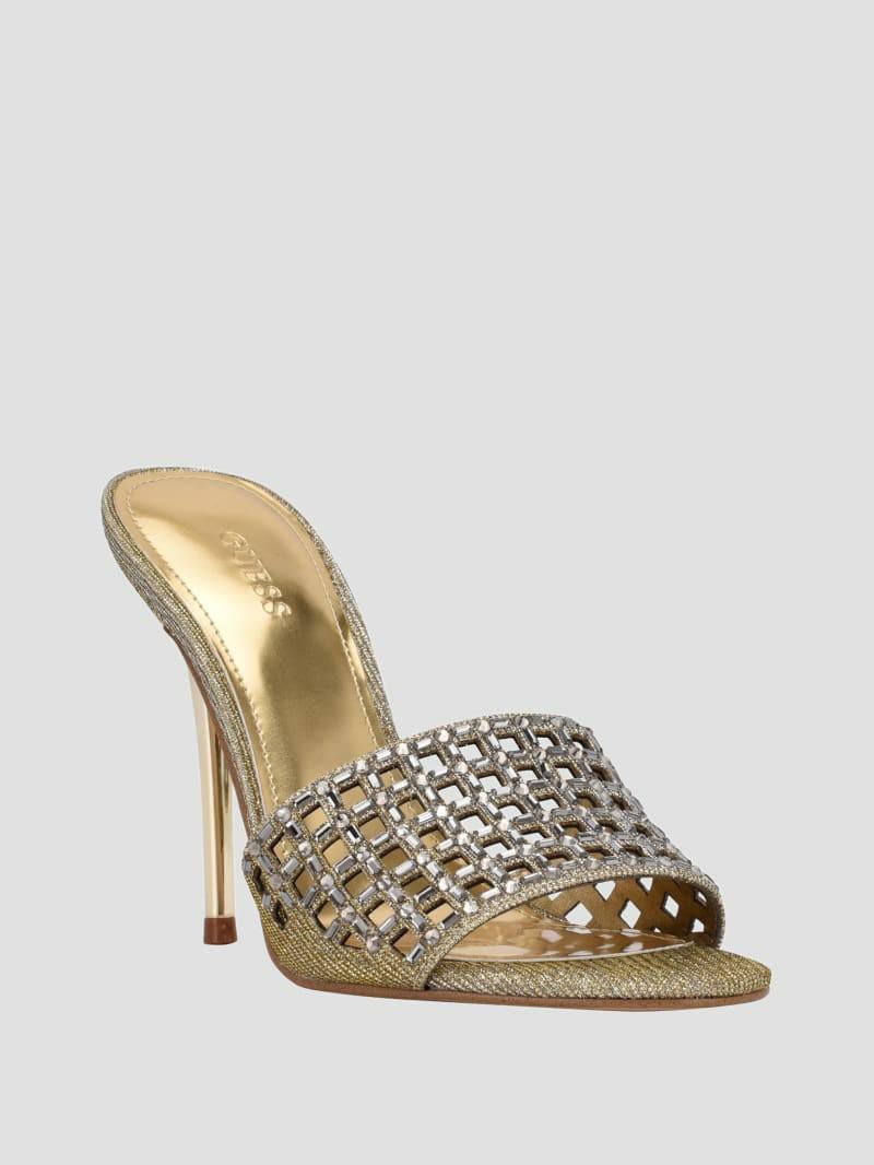 GUESS Mably Rhinestone Cage Strap Heels