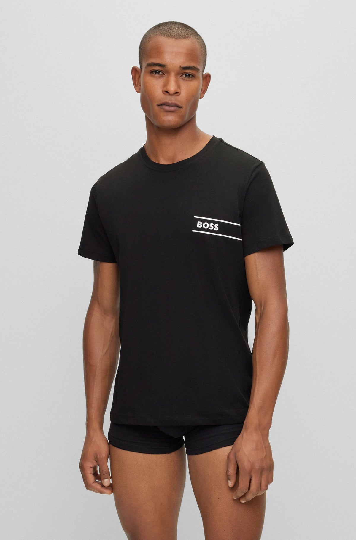 HUGO BOSS Mens Striped Box Logo T-shirt