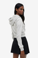 H&M Printed Hooded Jacket - Gray melange/Energy Flows