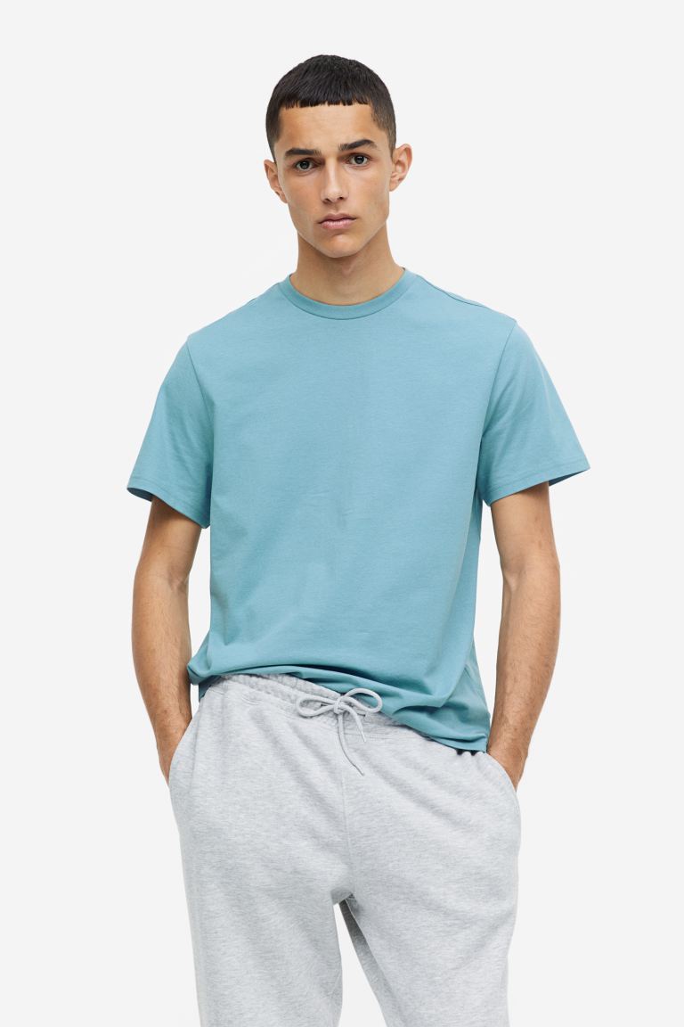 H&M Regular Fit Crew-neck T-shirt - Turquoise