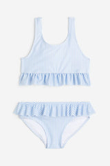 H&M Bikini with Flounces - Light blue/striped