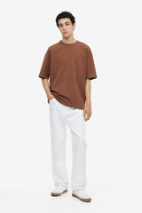 H&M Oversized Fit Cotton T-shirt - Brown