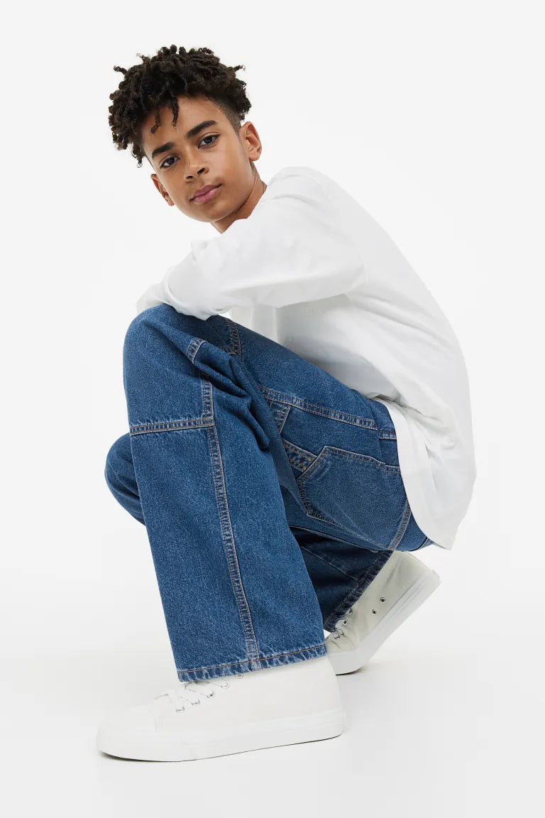 H&M Baggy Fit Jeans - Denim blue - Kids