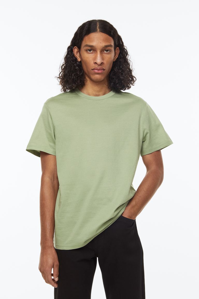 H&M Regular Fit Crew-neck T-shirt - Pistachio green - Men