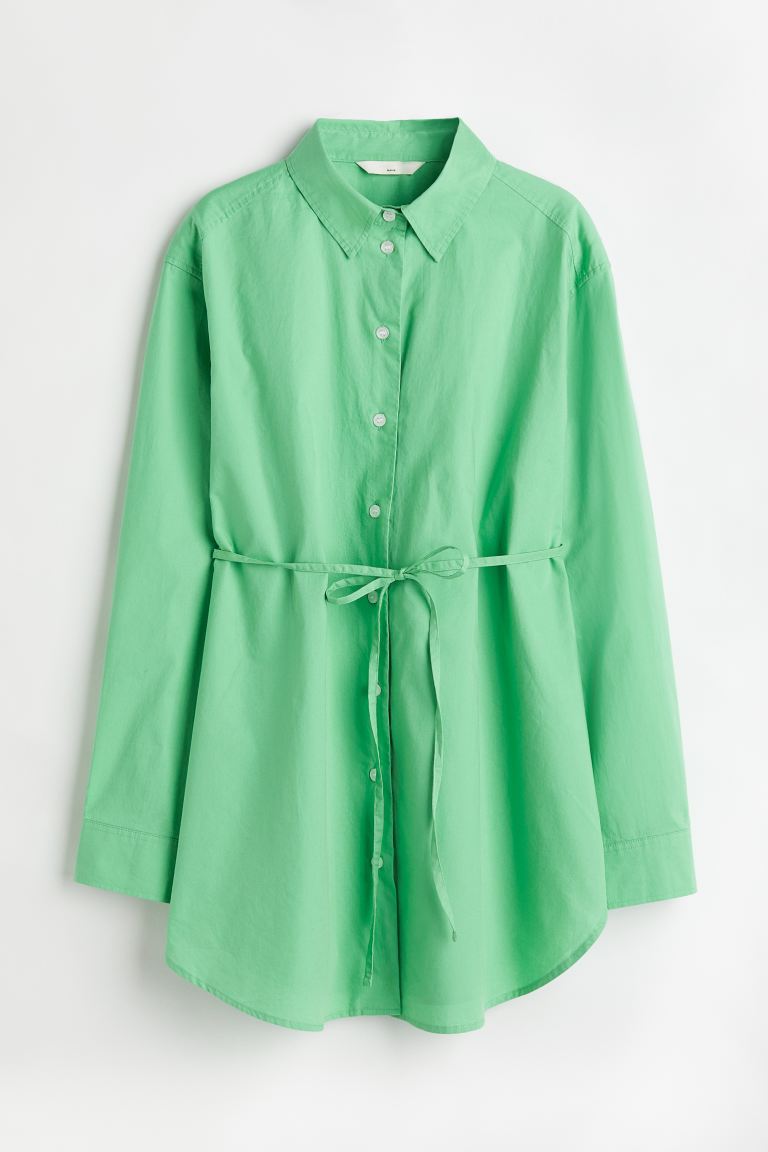 H&M Cotton Poplin Shirt - Light green