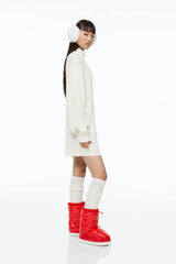 H&M Zip-top Rib-knit Dress - Cream