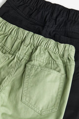 H&M 2-pack Relaxed Tapered Fit Pants - Khaki green/black