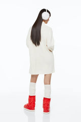 H&M Zip-top Rib-knit Dress - Cream