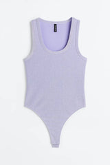 H&M Glittery Thong Bodysuit - Light purple/glittery