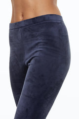 H&M Flared Velour Crop Top And Pants - Dark blue - Ladies