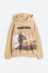 H&M Oversized Printed Hoodie - Beige/Star Wars