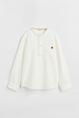 H&M Linen-blend Henley Shirt - White