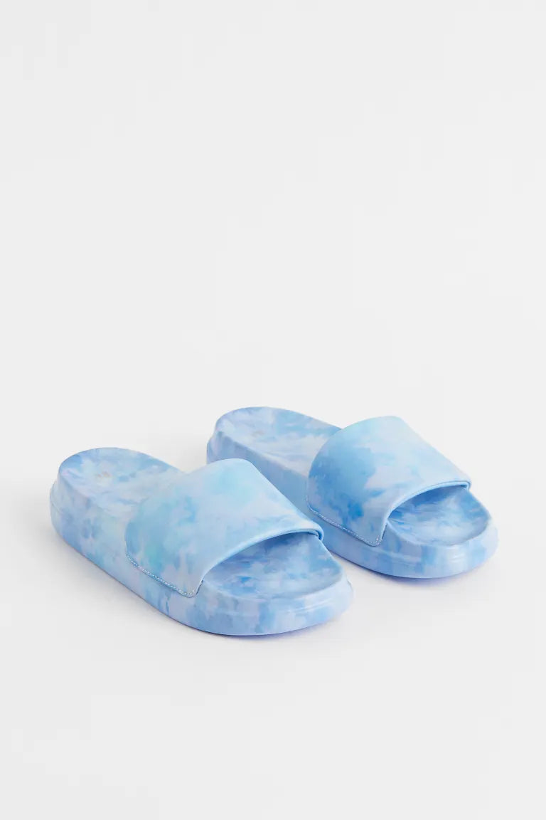 H&M Slides - Light blue/tie-dye