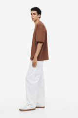 H&M Oversized Fit Cotton T-shirt - Brown