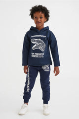 H&M Printed Hoodie - Dark blue/dinosaur