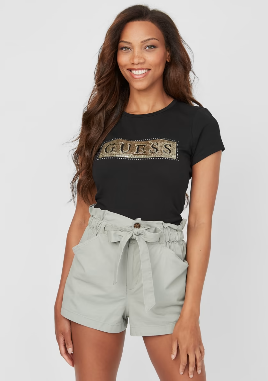 GUESS Steel Sequin and Rhinestone Tee