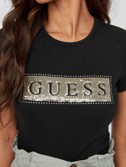 GUESS Steel Sequin and Rhinestone Tee