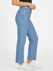 GUESS Eco Mia Ultra High-Rise Logo Print Straight Jeans