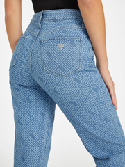 GUESS Eco Mia Ultra High-Rise Logo Print Straight Jeans