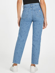 GUESS Eco Mia Ultra High-Rise Logo Print Straight Jeans