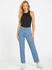 GUESS Eco Mia Ultra High-Rise Logo Print Straight Jeans