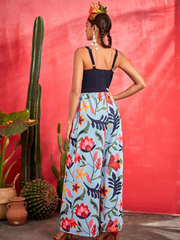 SHEIN X Frida Kahlo Floral Print Wide Leg Cami Jumpsuit