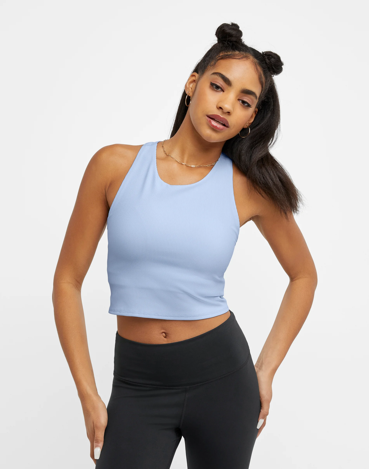 CHAMPION Soft Touch Ribbed Cropped Tank Top, C Logo