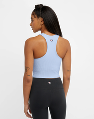 CHAMPION Soft Touch Ribbed Cropped Tank Top, C Logo