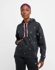 CHAMPION Powerblend Hoodie, Tossed Neon C Logos