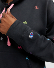 CHAMPION Powerblend Hoodie, Tossed Neon C Logos