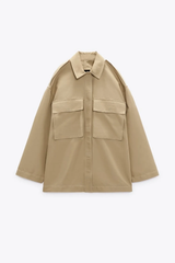 ZARA Water Repellent Pocket Overshirt - Taupe Brown