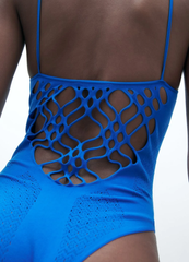 ZARA Seamless Open Back Bodysuit - Electric Blue