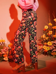 SHEIN X Eterna Floral Print Flare Leg Pants