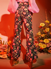 SHEIN X Eterna Floral Print Flare Leg Pants