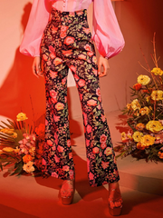 SHEIN X Eterna Floral Print Flare Leg Pants