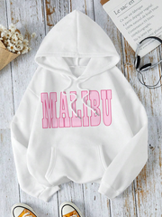 SHEIN Letter Graphic Kangaroo Pocket Drawstring Thermal Hoodie