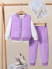 SHEIN Young Girl Zip Up Bomber Jacket & Sweatpants & Tee