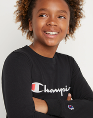 CHAMPION Big Kids' Long-Sleeve Tee, Classic Script